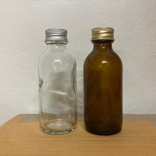 ขวดแก้ว 60 ml สีใส/ชา พร้อมฝา