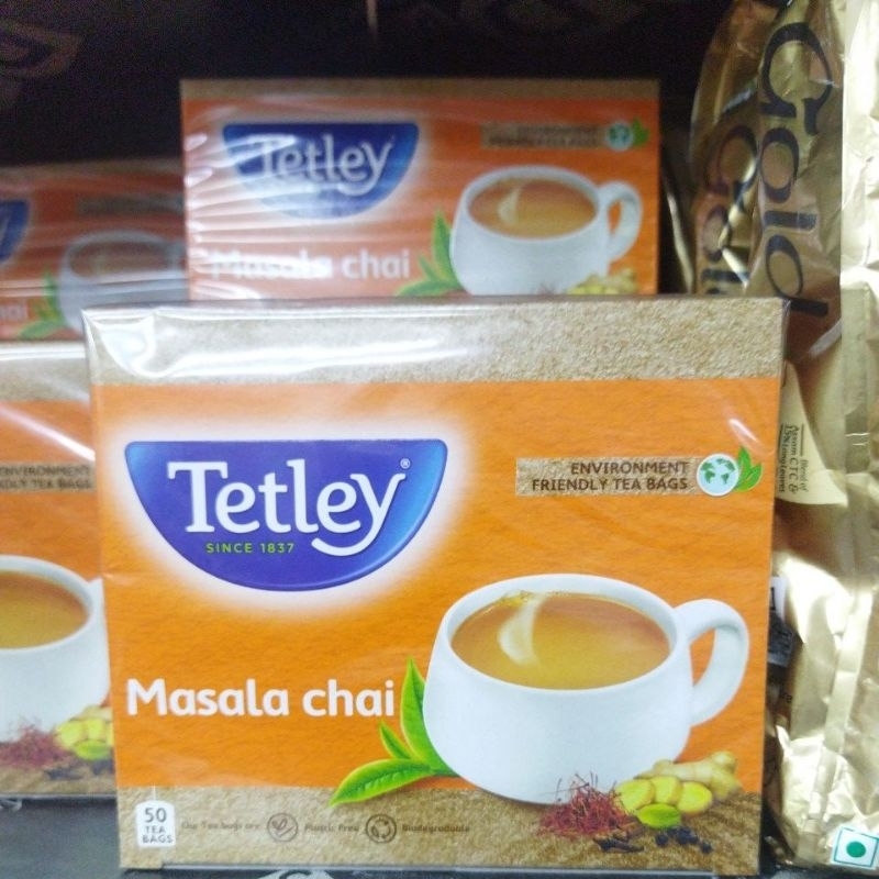 Tetley | Masala Chai With Natural Flavour | Black Tea | 50 Tea Bags, 100 Grams
