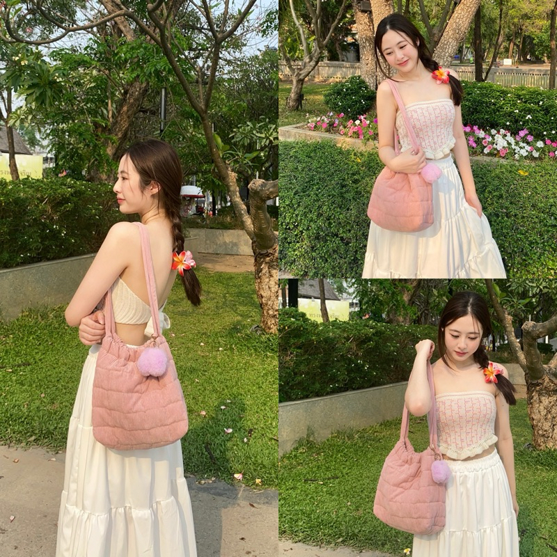 Dumpling corduroy mini bag 🥟 กระเป๋าทรงเกี๊ยว ไซส์มินิ สะพายไหล่ ผ้าลูกฟูกบุฟองน้ำ 6 สี made in Thailand พร้อมส่ง