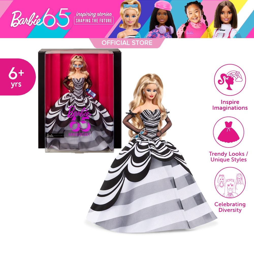 Barbie Signature 65th Anniversary Collectible Doll Blonde Hair and Black&White บาร์บี้ ตุ๊กตา บลูแซฟไฟร์ฉลอง 65ปี HRM58