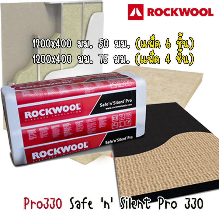 Rockwool ฉนวนกันความร้อนและกันเสียง แผ่นซับเสียง 1200x400 หนา 50 มม. และ 75 มม Safe 'n' Silent Pro 330