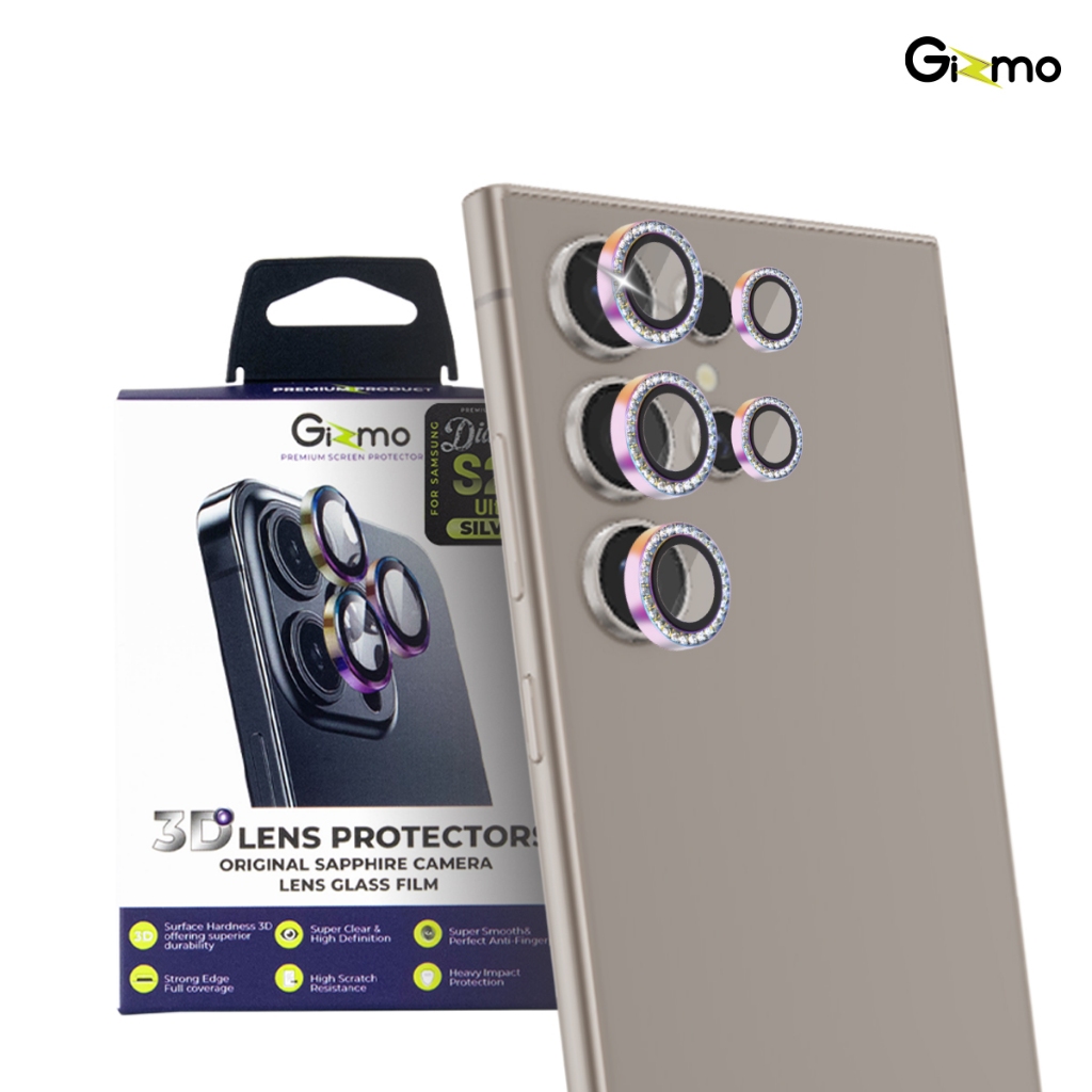 Gizmo รุ่น S24 Ultra ฟิล์มกระจกกันเลนส์ ขอบเพชร รุ่น GL-005 Crystal Diamond 3D Boss Lens