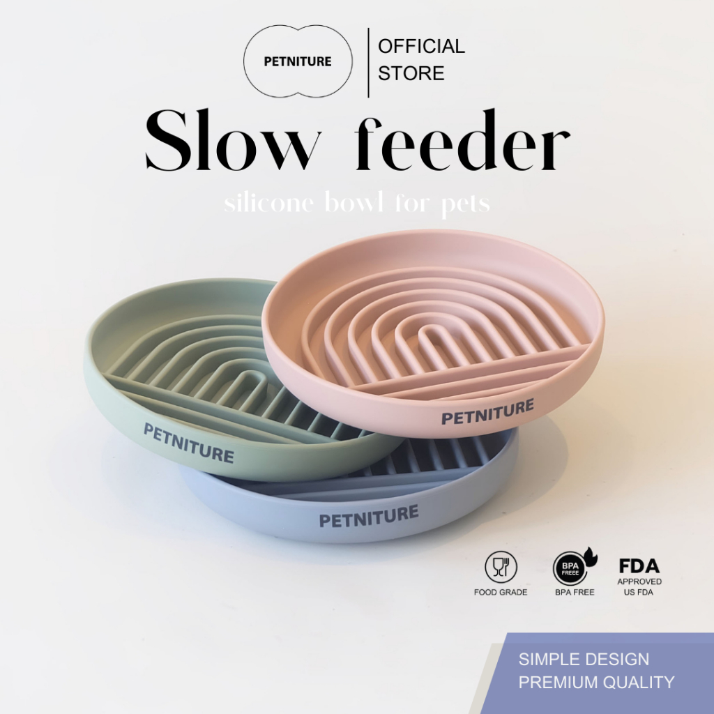 𝗣𝗘𝗧𝗡𝗜𝗧𝗨𝗥𝗘 Slow feeder bowl - for pet  ·͜·♡ ชามซิลิโคน ช่วยชะลอการทานอาหารน้องหมา ดูดโต๊ะ pet bowl