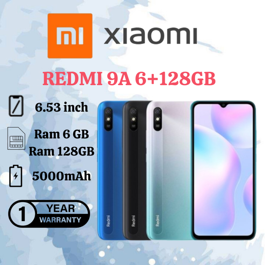 [จัดส่งฟรี] Redmi 9a โทรศัพท์มือถือ RAM6G ROM128G แบตเตอรี่ 5000mAh หน้าจอขนาดใหญ่ 6.53 นิ้ว รับประกัน 1 ปี