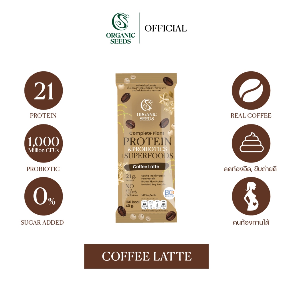 1 ซอง!!!! โปรตีน รสกาแฟ EXP : 24/6/27🟢 / Complete Plant Protein  & Probiotics + Superfoods Coffee Flavor