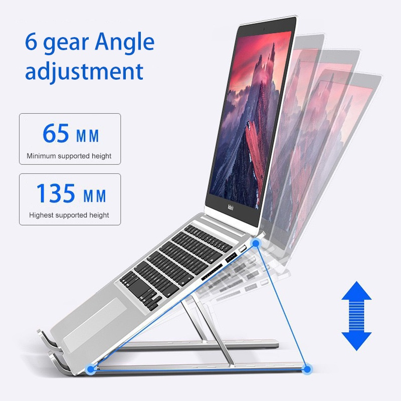 Laptop Stand อลูมิเนียม แท่นวางโน๊ตบุ๊คพับเก็บได้ ขาตั้ง แล็ปท็อป ขาตั้งโน๊ตบุ๊คพกพา Laptop Holder ที่วางคอมพิวเตอร์บนโต