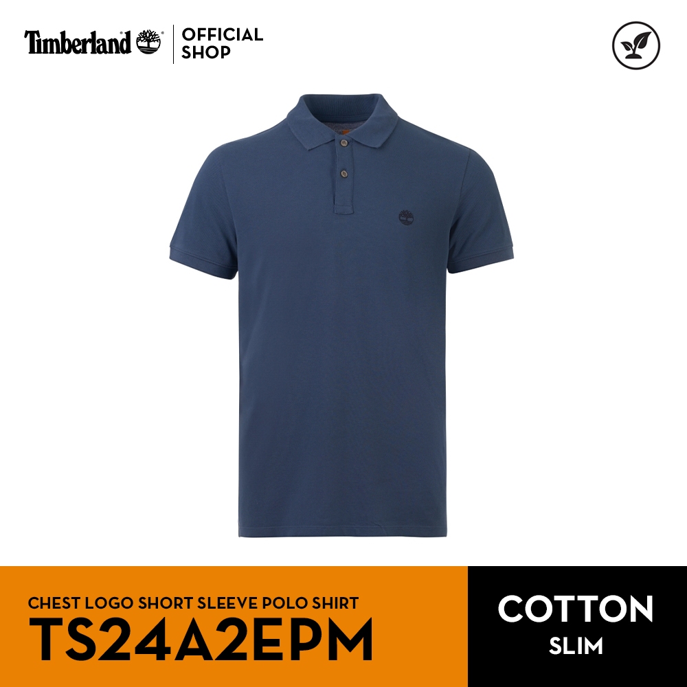 Timberland Men's Chest Logo Short Sleeve Polo Shirt เสื้อโปโล (TS24A2EPM)