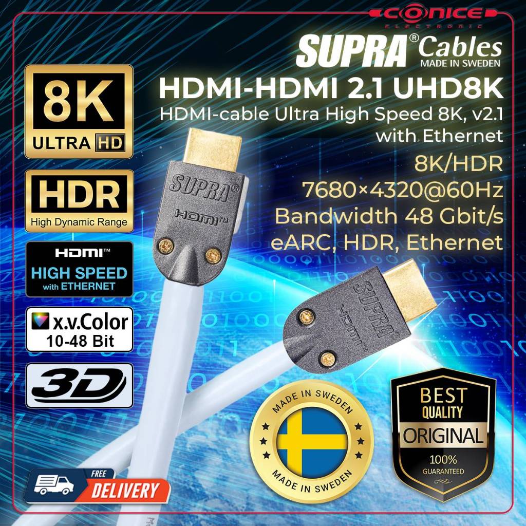 Supra HDMI-HDMI HD 2.1 UHD8K Cable สายสัญญาณ HDMI 2.1