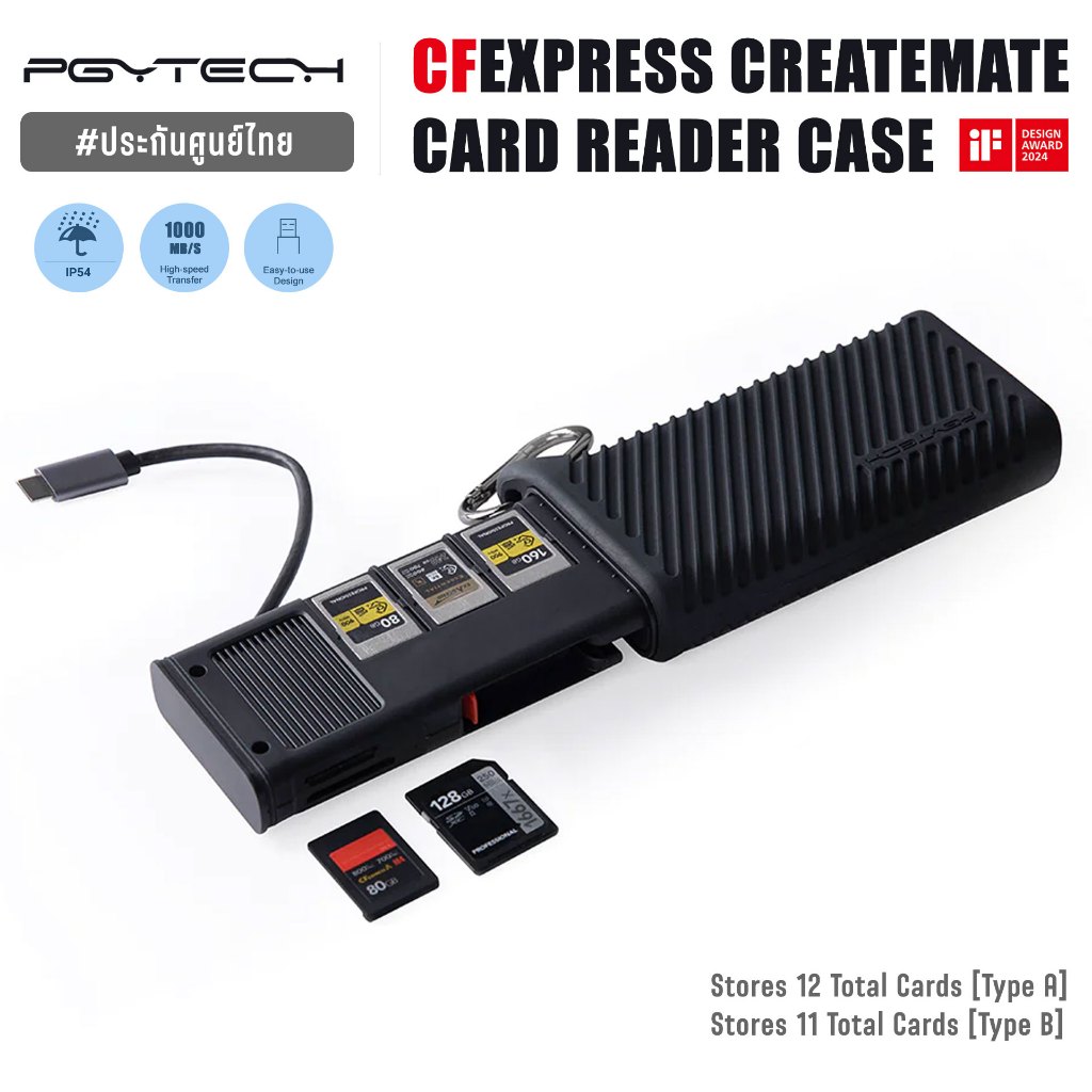 PGYTECH CreateMate CFexpress [Type A/SD], [Type B/SD] Card Reader Case - ประกันศูนย์ไทย