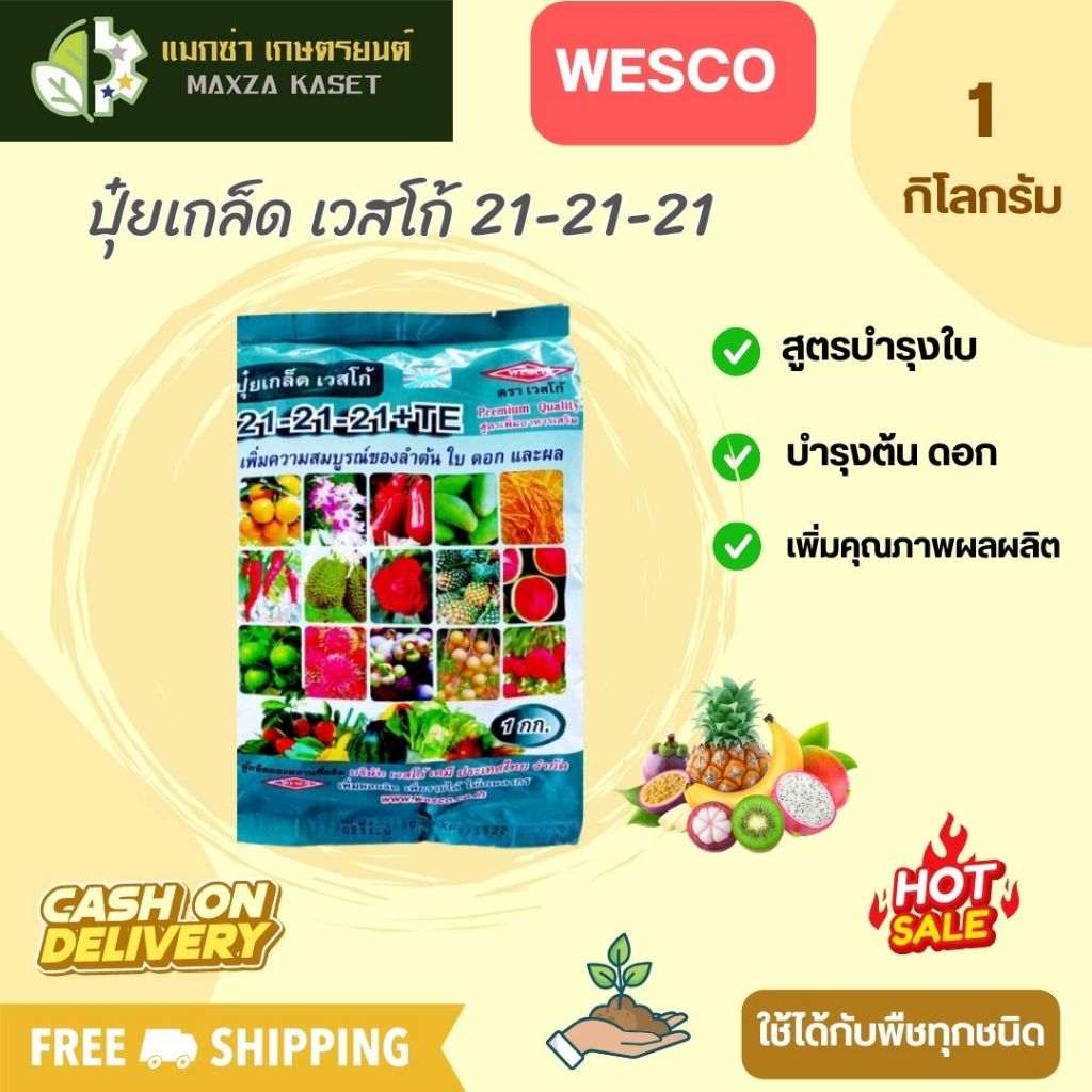 บรรจุ 1 กิโลกรัม WESCO ปุ๋ย ปุ๋ยเกล็ด เวสโก้ 21-21-21