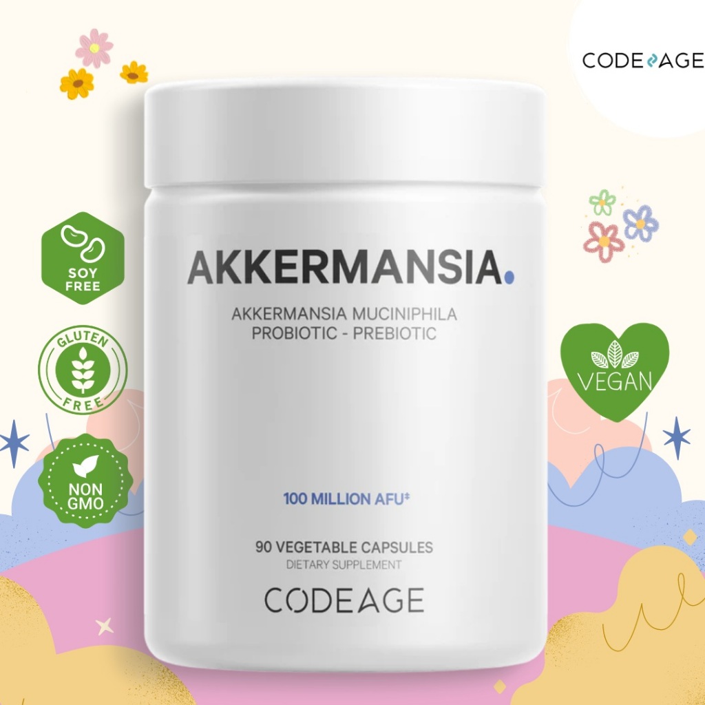 CODEAGE AKKERMANSIA - 90 Vegtable Capsules 🍃พรีไบโอติกส์สูตรพรีเมี่ยม มีจุลินทรีย์ที่มีชีวิตมากกว่า 100-500 ล้าน AFU🍃