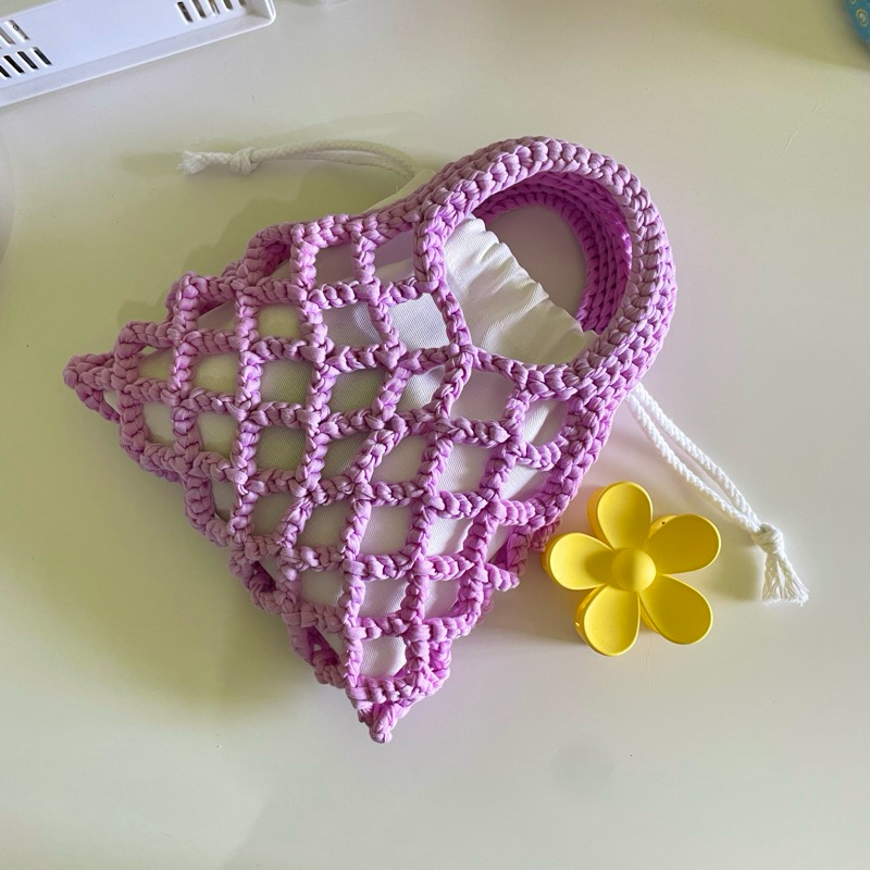 Summer bag [แถมดอกไม้ถักทุกออเดอร์!] กระเป๋าถักสไตล์เกาหลี