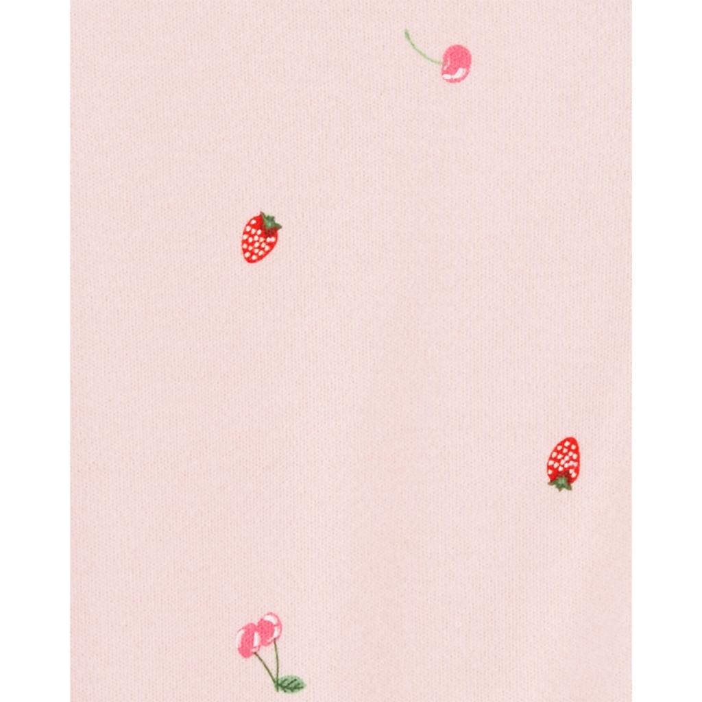 CARTER 1PC SNP PINK STRAWBERRY PRINT L12 คาร์เตอร์ชุดหมีจั๊มสูทคลุมเท้าเด็ก ลายสตรอเบอร์รี่