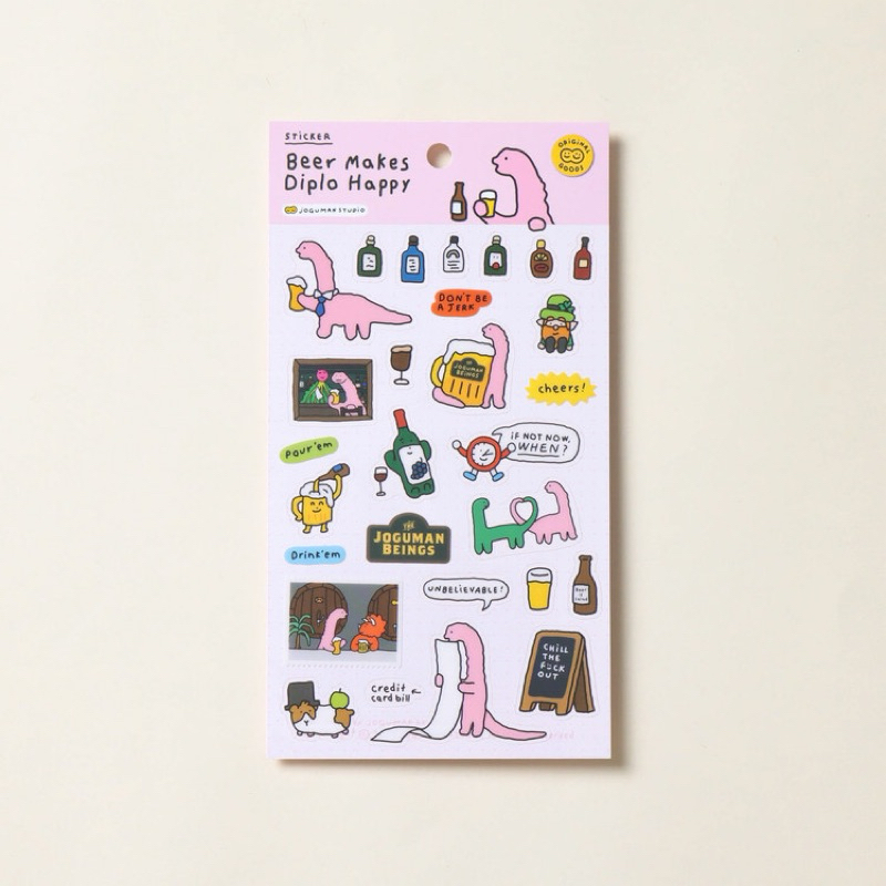 (พร้อมส่ง)สติ๊กเกอร์ Joguman studio ชมพู แท้ 100%