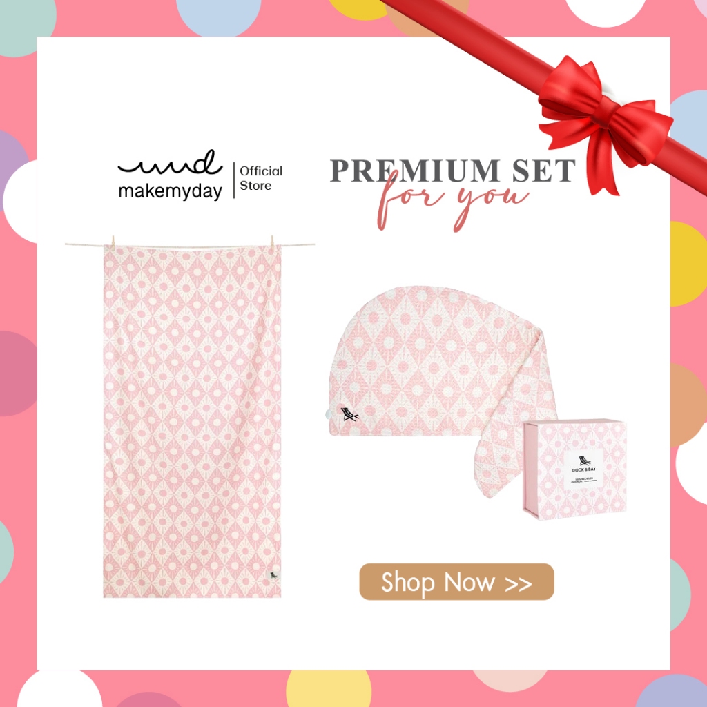 Dock&Bay Set ผ้าเช็ดตัว + ผ้าเช็ดผม รุ่น Home (ผ้าวาฟเฟิล)