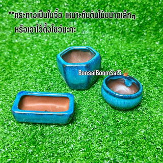 กระถางเซรามิกเคลือบ(ใบจิ๋ว) สีน้ำเงิน มีให้เลือก 15 แบบ