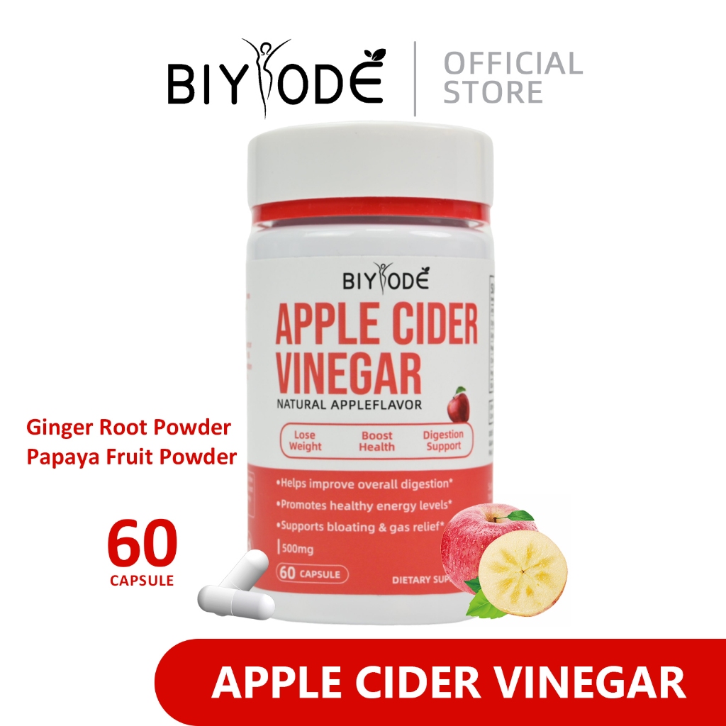 BIYOED Apple Cider Vinegar Gummies Food Supplements 1200mg ประกอบด้วยวิตามิน ป้องกันอาการท้องผูก ลดน้ำหนัก 60 เม็ด
