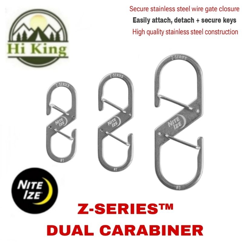 พวงกุญแจ อเนกประสงค์ Nite Ize รุ่นZ-SERIES DUAL CARABINER  ทำจากสแตนเลส น้ำหนักเบา