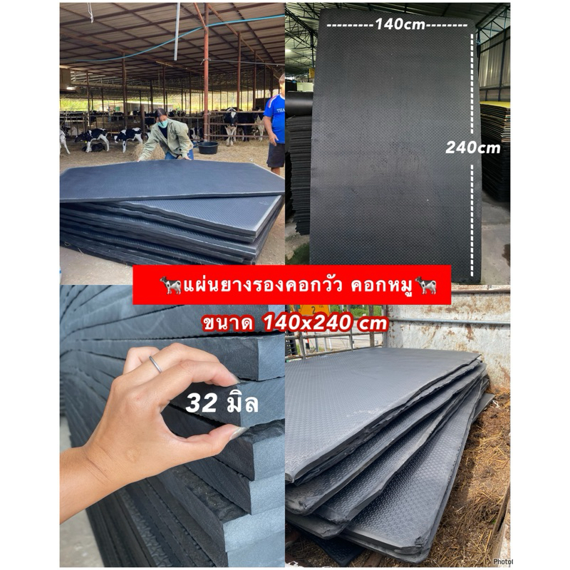 แผ่นรองคอกวัวควาย หนาพิเศษ 32 มิล ขนาด 140x250cm กันกระแทก