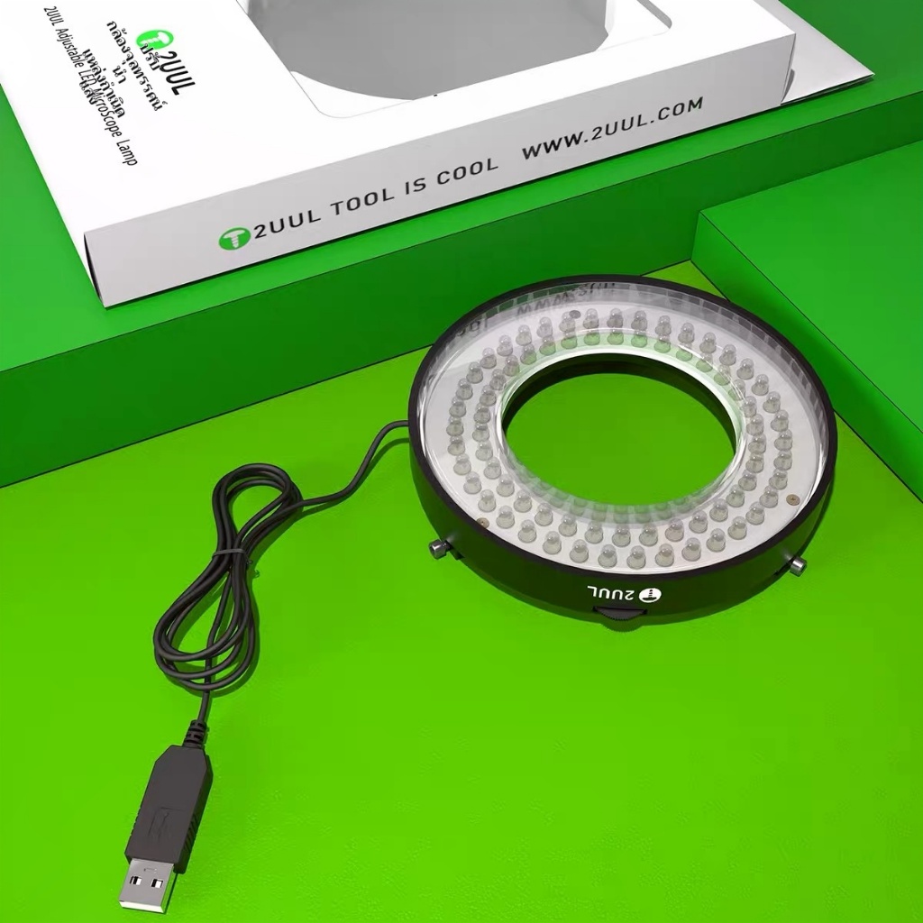 2UUL MS98กล้องจุลทรรศน์ LED แหวนไฟ โคมไฟปรับหลอดไฟ LED วงกลมสำหรับส่องกล้อง