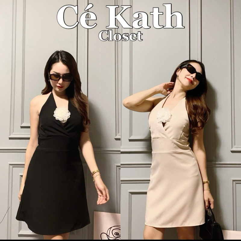 Cekathมินิเดรสผ้าเปเป้ดอกขาว CD07