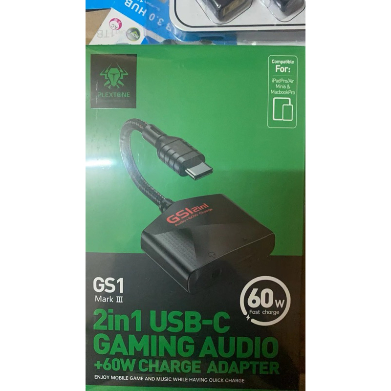 Plextone GS1สายอะแดปเตอร์การ์ดเสียงสำหรับเล่นเกมโทรศัพท์มือถือ Type-C ถึง3.5มม. ใหม่สายออดิโอชาร์จเร็ว
