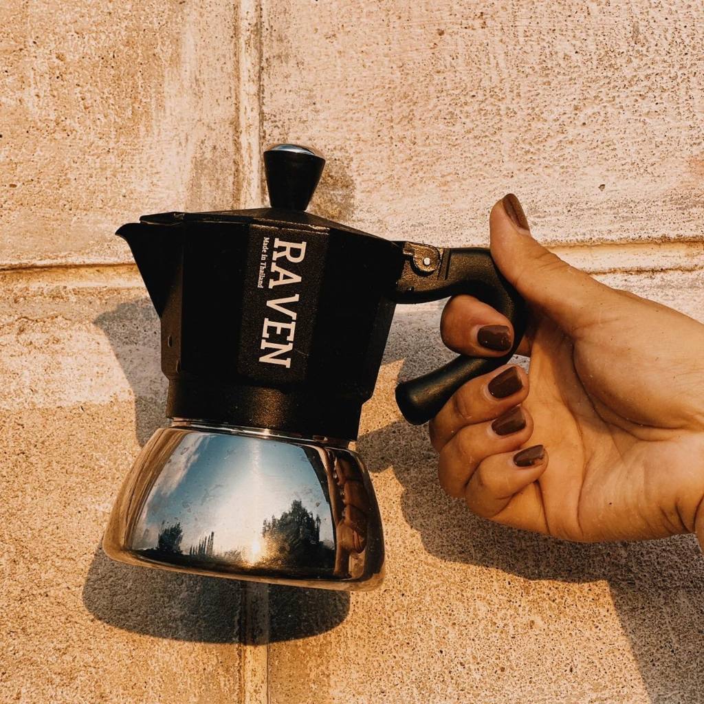 หม้อต้มกาแฟ RAVEN BLACK MOKA POT ตัว Premium