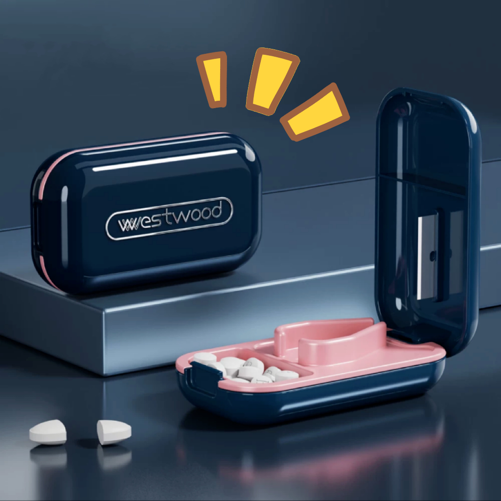 กันน้ำและกันความชื้น กล่องใส่ยา  ทึบแสง สามสีกล่อง ที่ตัดยาเม็ด กล่องใส่วิตามิน แข็งแรงและทนทาน ใบมี