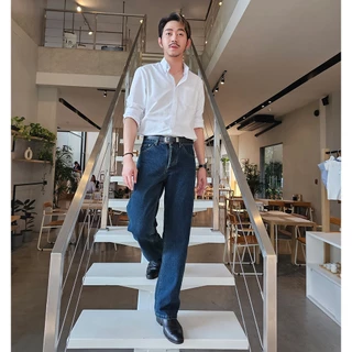 Golden Zebra Jeans กางเกงยีนส์ชายแฟชั่นขากระบอกใหญ่สีสนิมเขียว #209GR