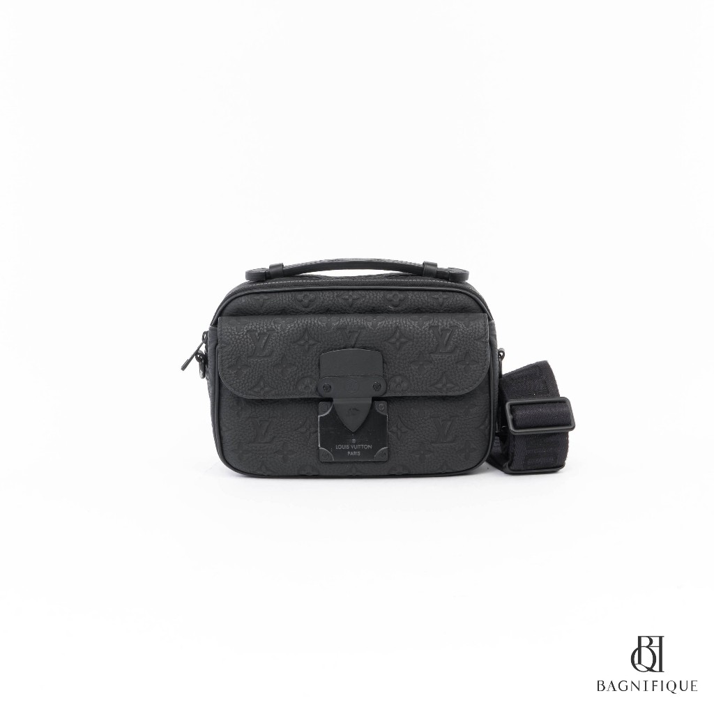 LV S LOCK MESSENGER BLACK TAURILLON MONOGRAM BHW