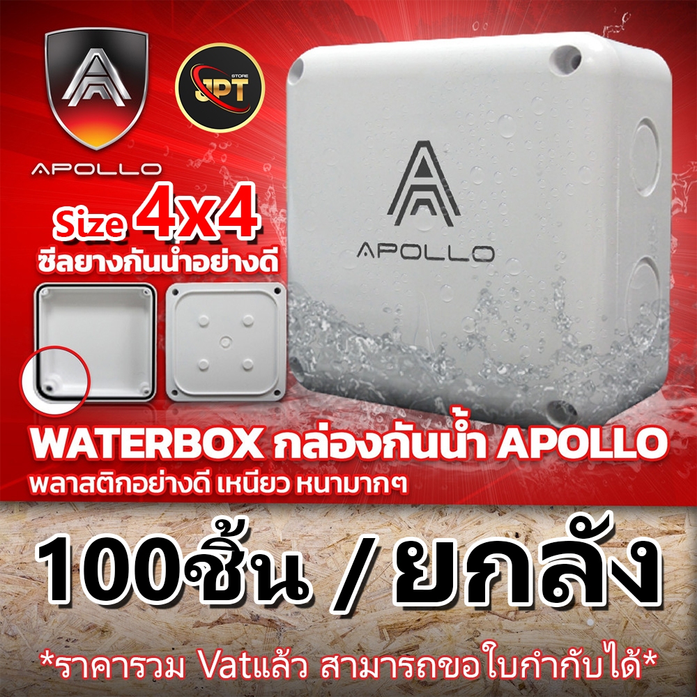 APOLLO AWB-01 BOX บล็อกกันน้ำ ขนาด 4x4 แบบยกลัง 100ชิ้น กล้องพักสาย มีซีลยาง กล่องกล้องวงจรปิด กล่องกันน้ำ
