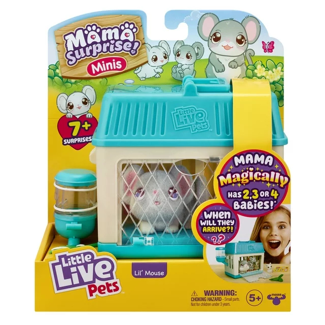 Little Live Pets - Mama Surprise Minis. Feed and Nurture a Lil' Mouse Inside their Hutch so she can be a Mama, Ages 5+