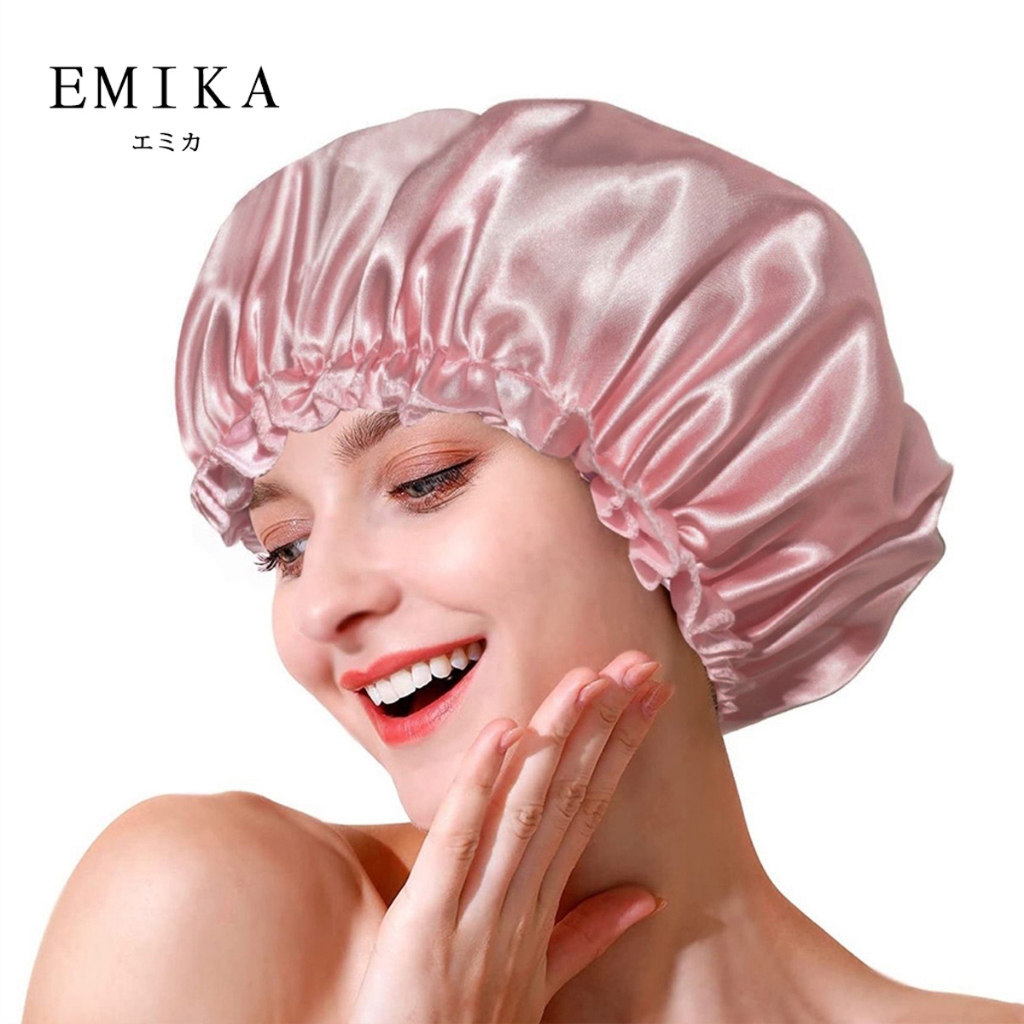 EMIKA Hair Care Cap หมวกอาบน้ำคุณภาพสูง  หมวกอาบน้ำกันน้ำเรียบง่ายมีสไตล์สำหรับอาบน้ำ