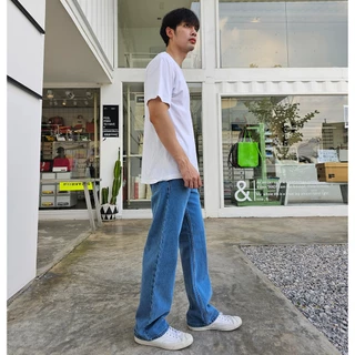 Golden Zebra Jeans กางเกงยีนส์ชายแฟชั่นขากระบอกใหญ่สีสนิมเขียว #209GR