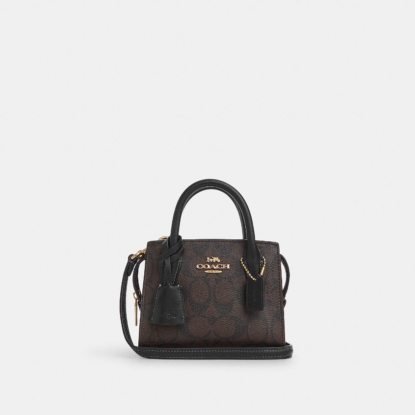 Coach CO975 Andrea Mini Carryall In Signature Canvas (IMAA8) กระเป๋าสะพายข้างผู้หญิง สี Im/Brown Black