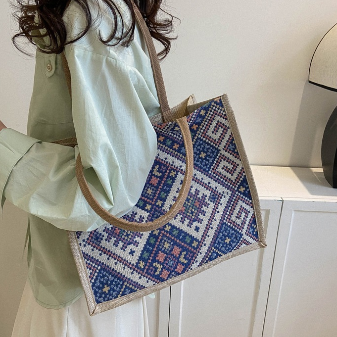 (B197#)กระเป๋าถือ กระเป๋าสะพายไหล่ ผ้าแคนวาส ขนาดใหญ่  แฟชั่นสําหรับสตรี - รูปที่ 5