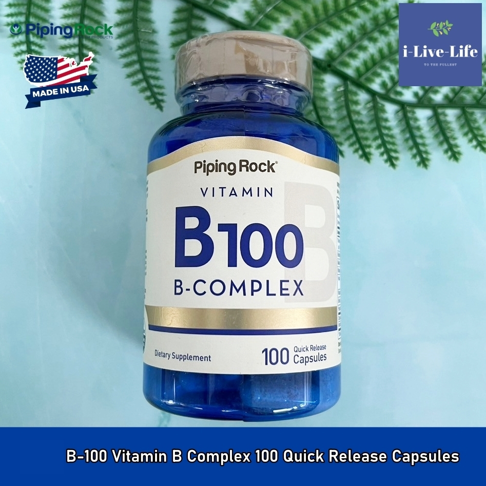 Piping Rock - Vitamin B100 B-Complex 100 Quick Release Capsules วิตามินบีรวม