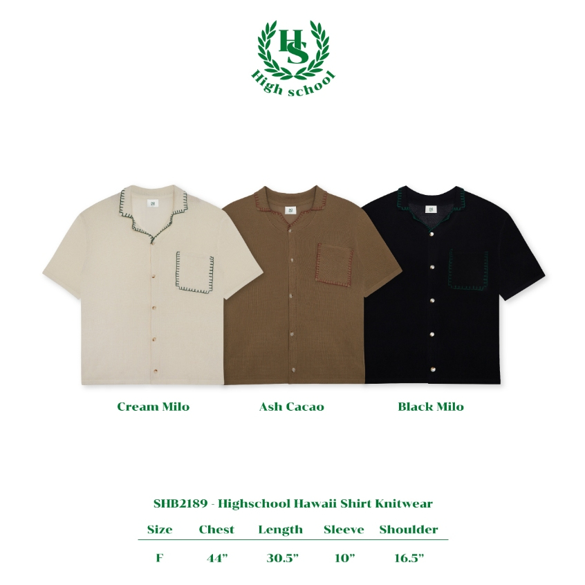 Highschool - SHB2189 เสื้อเชิ้ตปกฮาวายผ้านิต Hawaii Shirt Knitwear