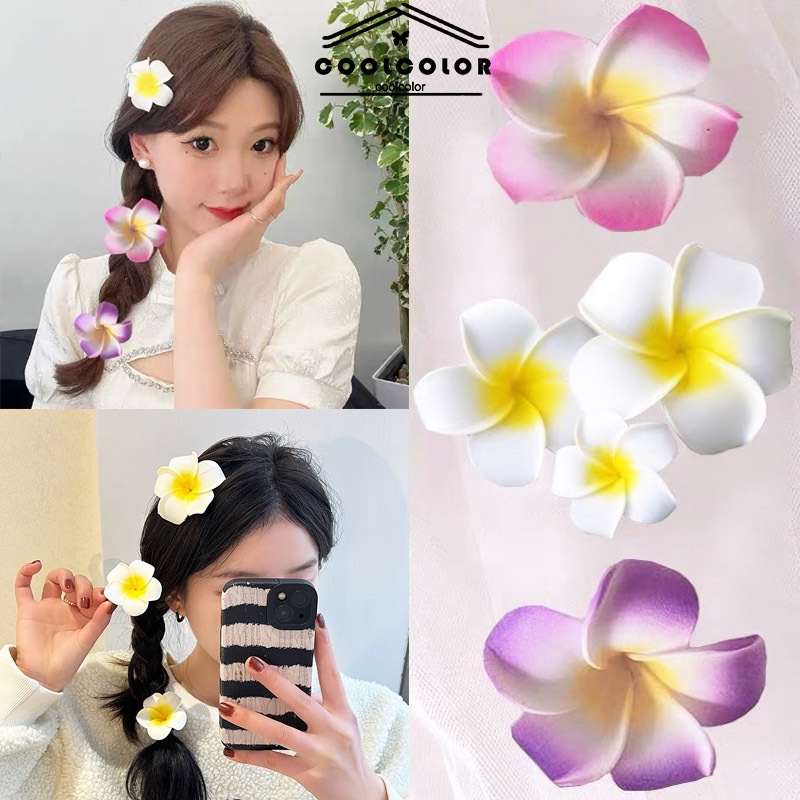 ในไทย กิ๊บติดผมลายดอกไม้ไข่ติดด้านข้างริมทะเลชายหาดสไตล์ฮาวายเครื่องประดับผมสําหรับผู้หญิง.COD