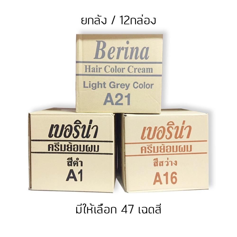 (ยกโหล 12 กล่อง) สีผมเบอริน่า มี 24เฉดสี ครีมเปลี่ยนสีผม Berina สีน้ำตาล เทา ดำ