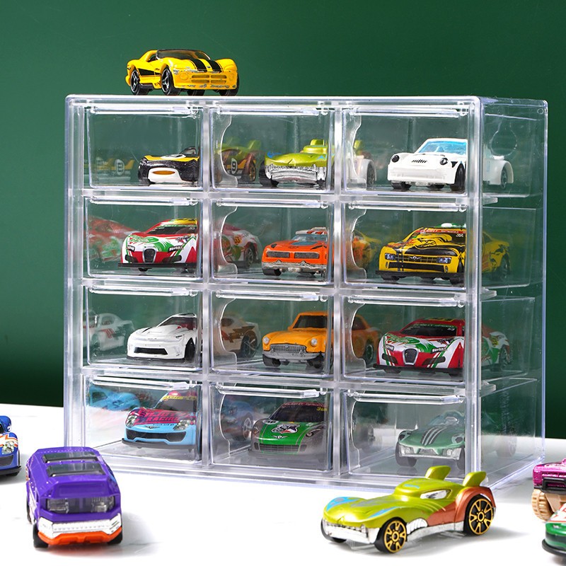กล่องเก็บของ เก็บรถเหล็ก(1/64) อเนกประสงค์ แบบลิ้นชัก12ช่อง วัสดุอะคริลิก (ขนาด18x15.5x9.8cm.) กล่องเก็บอะไหล่