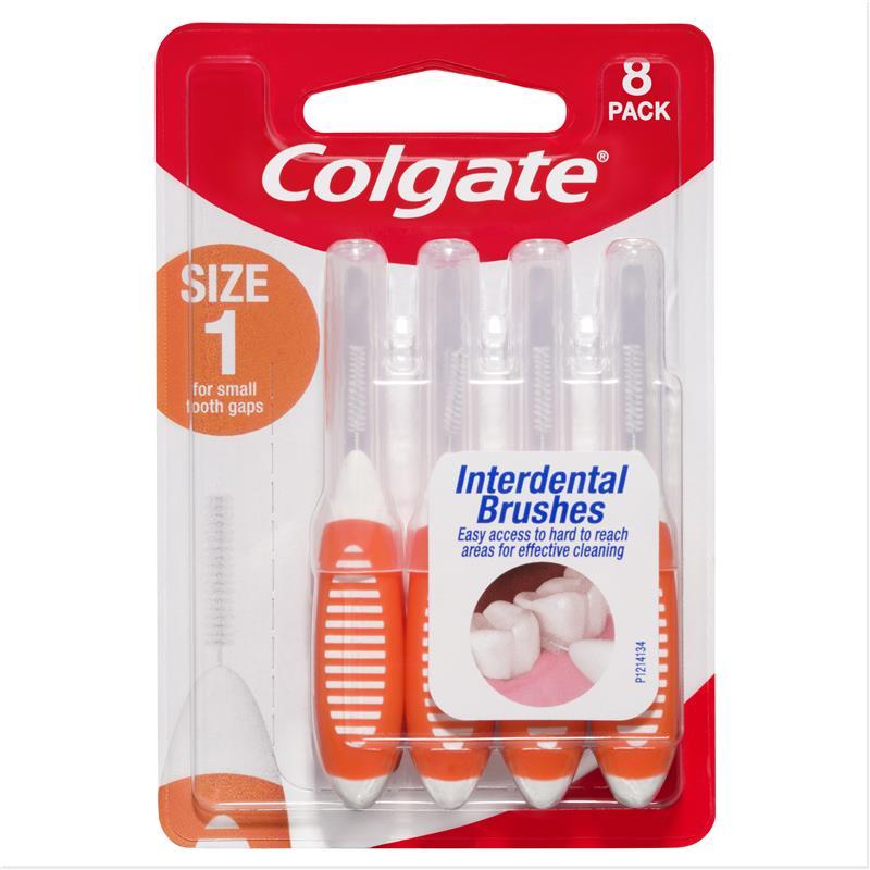 Colgate Interdental Brushes Size1 แปรงซอกฟันคอลเกต colgate แพ็ค8ชิ้น เพื่อสุขภาพเหงือก ป้องกันคราบพลัคสะสมซอกฟัน