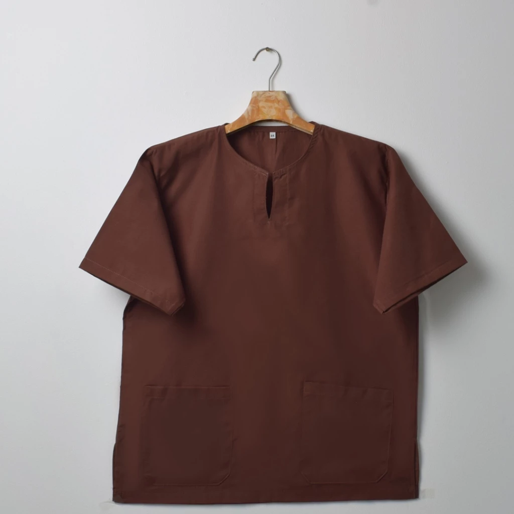 เสื้อนวด สปา สีพื้น แบบสวม คอเจาะ มีกระเป๋า 2 ข้าง ไซซ์ M–4XL ใส่สบาย 12 สี พร้อมส่ง ปลีก-ส่ง