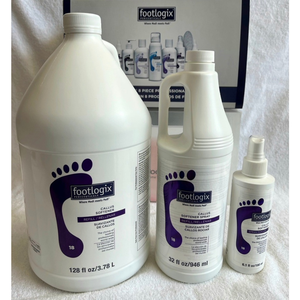 น้ำยาขัดส้นเท้าFootlogix Callus softener2 ขนาด 946 ml./ 3.78L. salon size ของแท้นำเข้าจาก แคนาดา