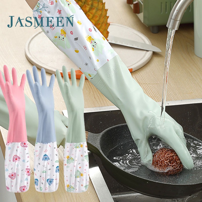 JASMEEN มัลติฟังก์ชั่น ถุงมือล้างจาน ถุงมือทำความสะอาด เหนียวและทนทาน