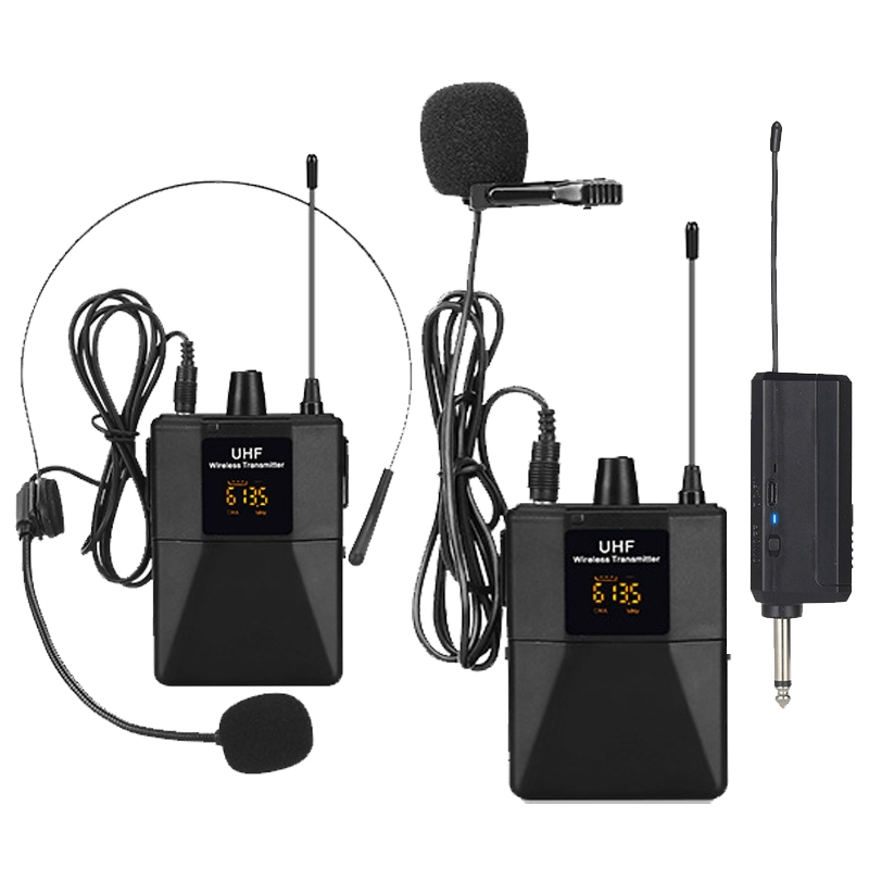 Wireless Headset Mic Lapel Microphone Lavalier Microphone UHF Microphone System Work Range 30m/96ft Stand By 5-10 Hours