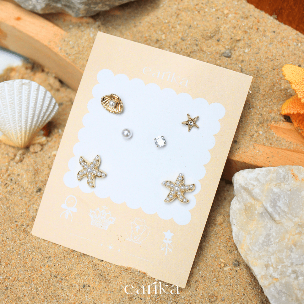 earika.earrings - under the sea set เซ็ตต่างหูแป้นทับธีมทะเล ก้านเงินแท้ เหมาะสำหรับคนแพ้ง่าย