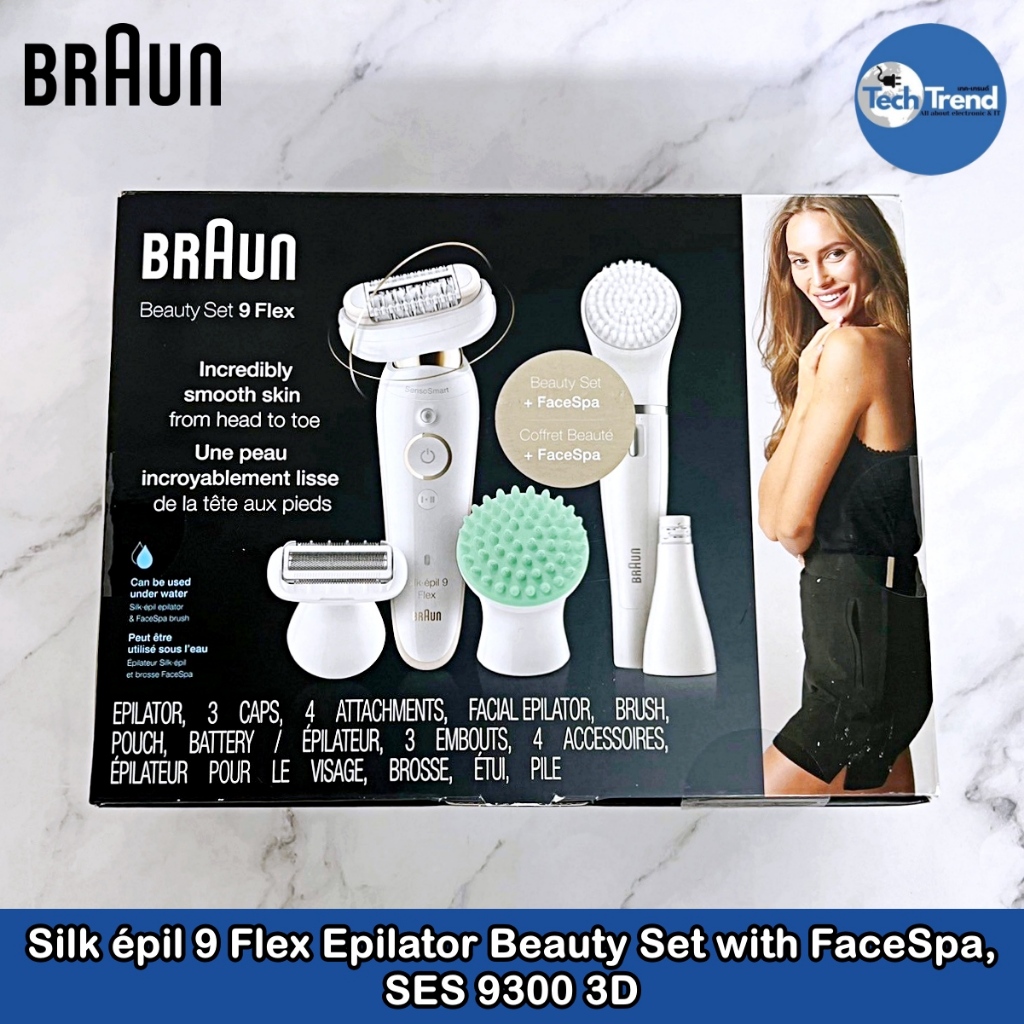 (Braun) Silk épil 9 Flex Epilator Beauty Set with FaceSpa, SES 9300 3D เครื่องโกนขนไฟฟ้า สปาผิว