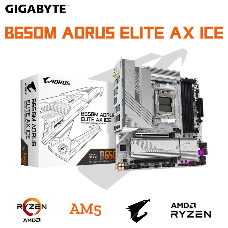 MAINBOARD (AM5) GIGABYTE B650M AORUS ELITE AX ICE DDR5