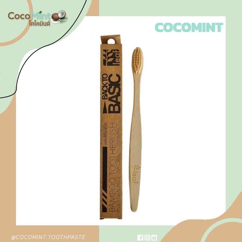 แปรงสีฟันไม้ไผ่ Leaf รุ่นขนแปรงธรรมดา Basic Bamboo Toothbrush Normal Bristle